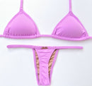Biquíni Fita Frente Menor Fio Dental Rosa Lilás