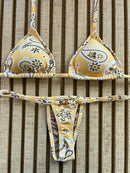 Biquíni Fita Frente Menor Fio Dental Bandana Amarelo