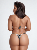 Biquíni Fita Frente Maior Fio Dental Bolado Preto e Branco