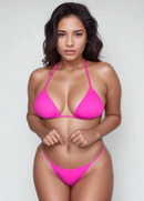 Biquíni Fita Frente Maior Empina Bumbum Rosa Neon