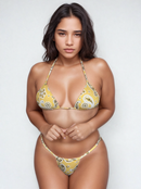 Biquíni Fita Frente Menor Fio Dental Bandana Amarelo