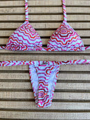 Biquíni Fita Frente Menor Fio Dental Rosa Ponto Cruz