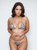 Biquíni Fita Frente Menor Fio Dental Bandana Bege