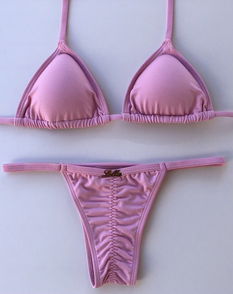 Biquíni Fita Frente Maior Empina Bumbum Rosa Bailarina