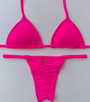 Biquíni Fita Frente Maior Empina Bumbum Rosa Neon