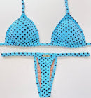 Biquíni Fita Frente Menor Fio Dental Poá Azul